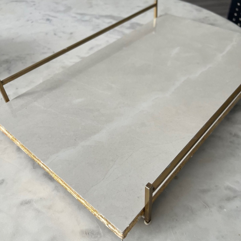 White marble gold accent tray